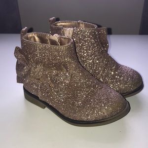 Toddler girl rose gold sparkle ankle boots